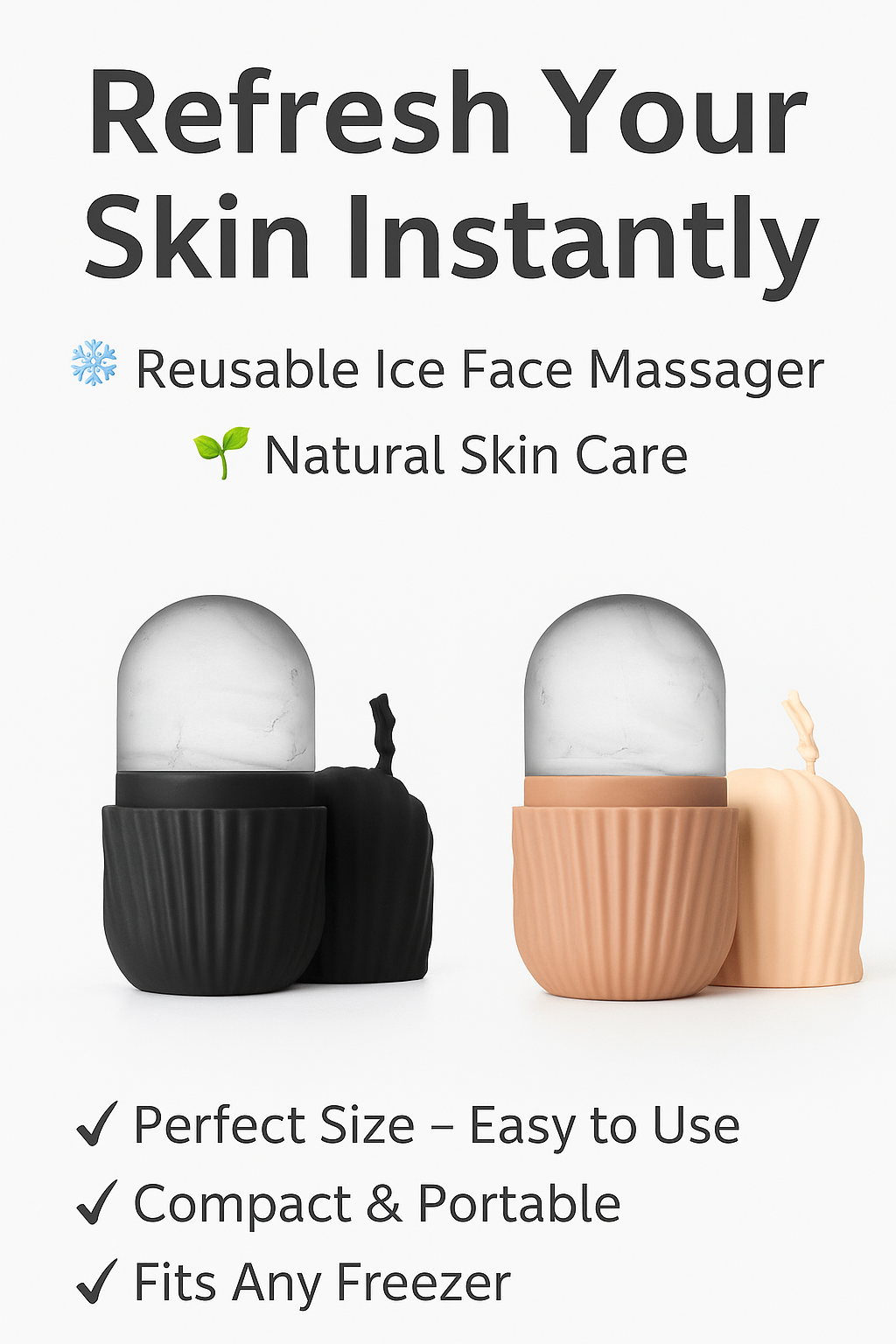 Silicone Ice Roller Massager for Face, Eyes - Natural Skin Care, Cooling and Eliminating Eye Bags, Reusable and Soothing